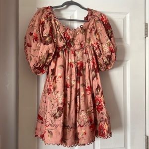 ZIMMERMANN
Cassia Puff-sleeve Floral-print Voile Mini Dress In Orange